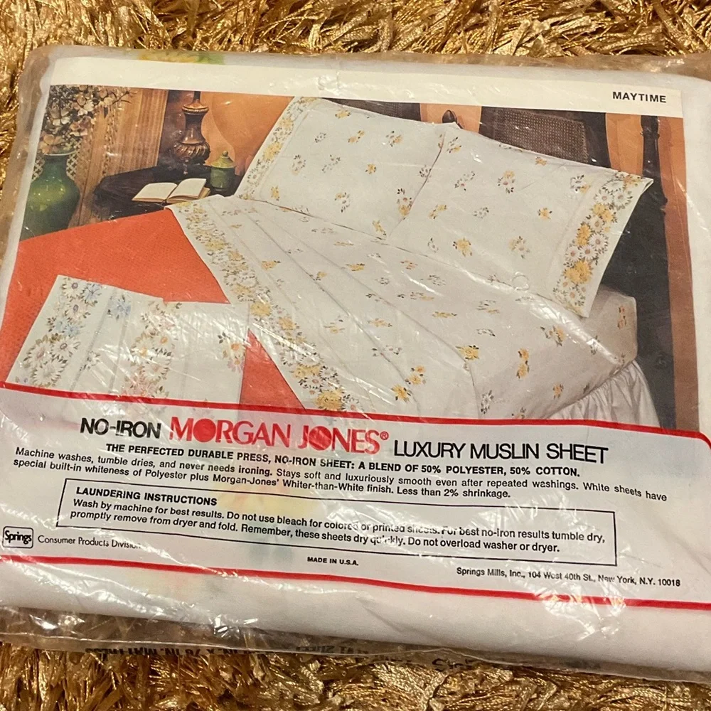 VINTAGE SPRING MILLS Twin Floral Flat Sheet No Iron Luxury Muslin - “Maytime”